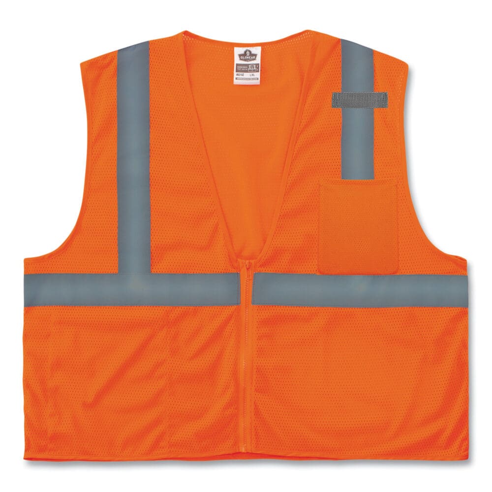 GloWear 8210Z Class 2 Economy Mesh Vest, Polyester, Orange, Small/Medium, Ships in 1-3 Business Days