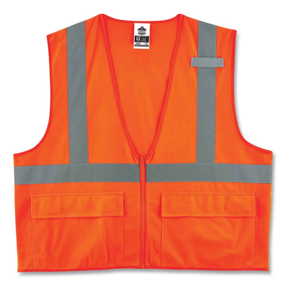 GloWear 8225Z Class 2 Standard Solid Vest, Polyester, Orange, 4X-Large/5X-Large, Ships in 1-3 Business Days