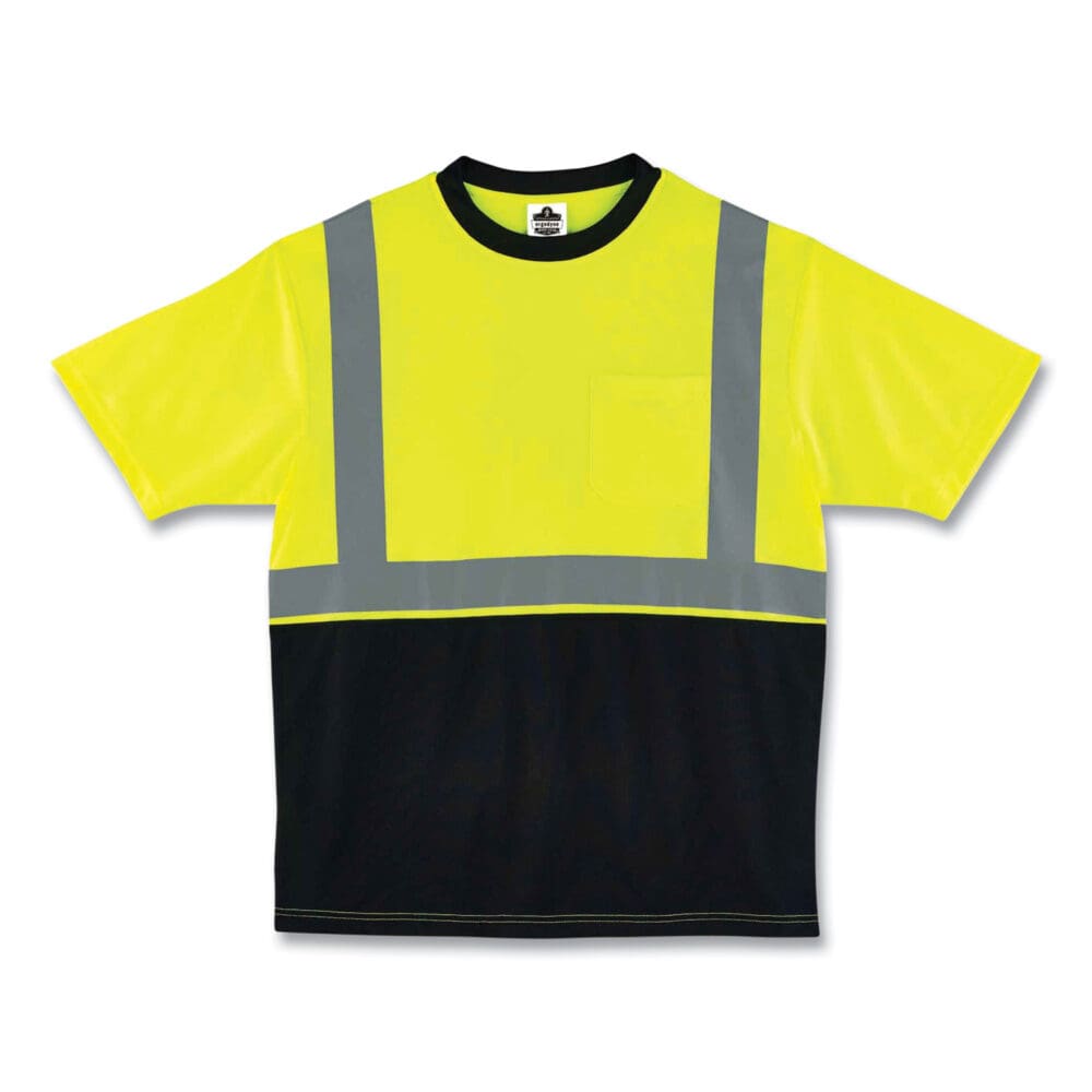 GloWear 8289BK Class 2 Hi-Vis T-Shirt with Black Bottom, 4X-Large, Lime, Ships in 1-3 Business Days