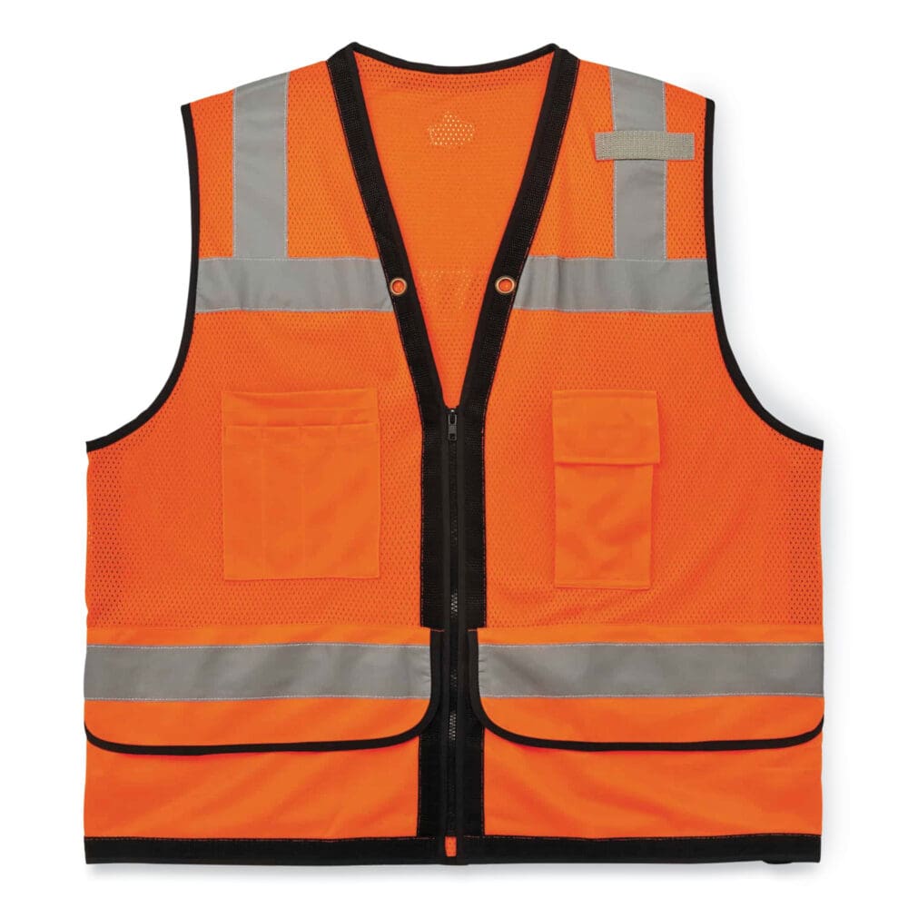 GloWear 8253HDZ Class 2 Heavy-Duty Mesh Surveyors Vest, Polyester, Small/Medium, Orange, Ships in 1-3 Business Days