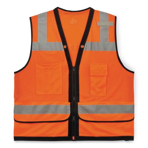 GloWear 8253HDZ Class 2 Heavy-Duty Mesh Surveyors Vest, Polyester, Small/Medium, Orange, Ships in 1-3 Business Days