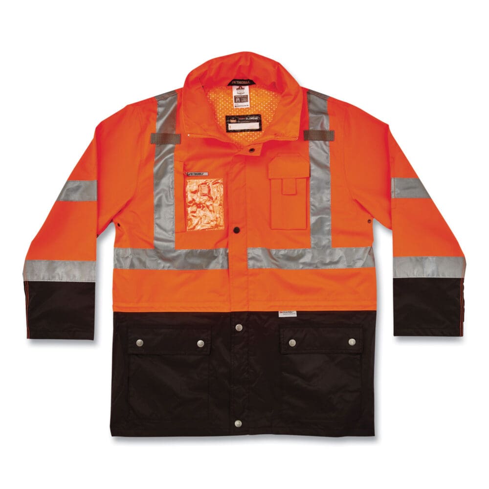 GloWear 8386 Class 3 Hi-Vis Outer Shell Jacket, Polyester, 4X-Large, Orange, Ships in 1-3 Business Days
