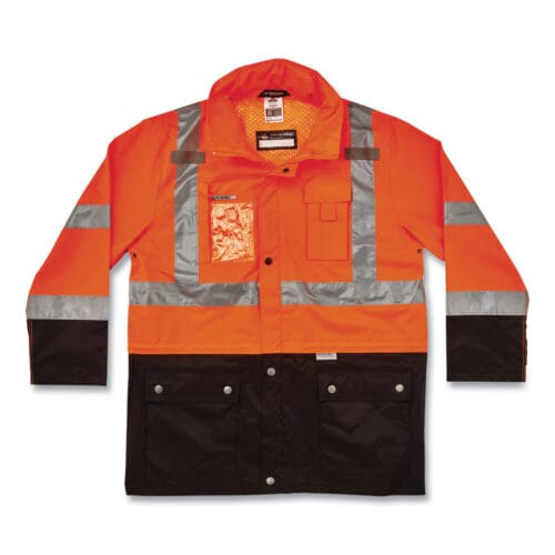 GloWear 8386 Class 3 Hi-Vis Outer Shell Jacket, Polyester, 4X-Large, Orange, Ships in 1-3 Business Days