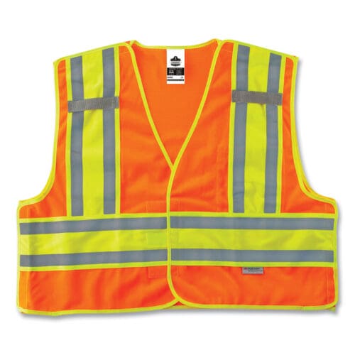 GloWear 8245PSV Class 2 Public Safety Vest, Polyester, 4X-Large/5X-Large, Orange, Ships in 1-3 Business Days