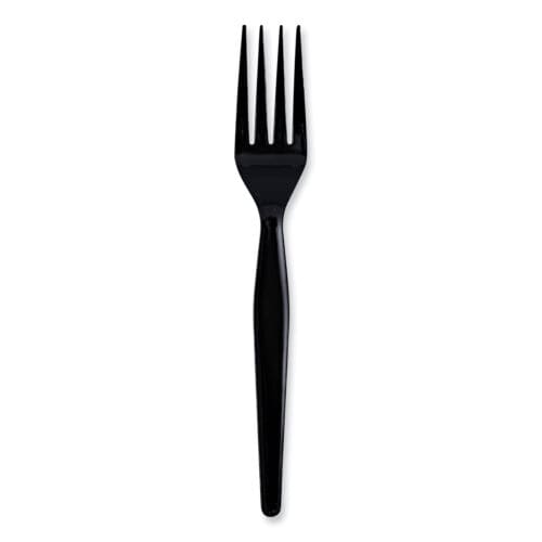 Heavyweight Wrapped Polystyrene Cutlery, Fork, Black, 1,000/Carton