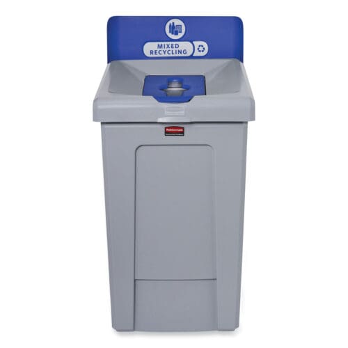 Slim Jim Recycling Station 1-Stream, Mixed Recycling Station, 33 gal, Resin, Gray