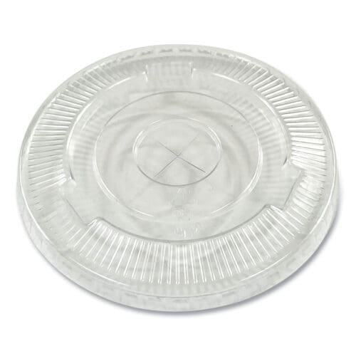Crystal-Clear Cold Cup Straw-Slot Lids, Fits 9 oz Squat/12 oz PET Cups, 1,000/Carton