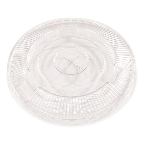 Crystal-Clear Cold Cup Straw-Slot Lids, Fits 9 oz Squat/12 oz PET Cups, 100/Pack