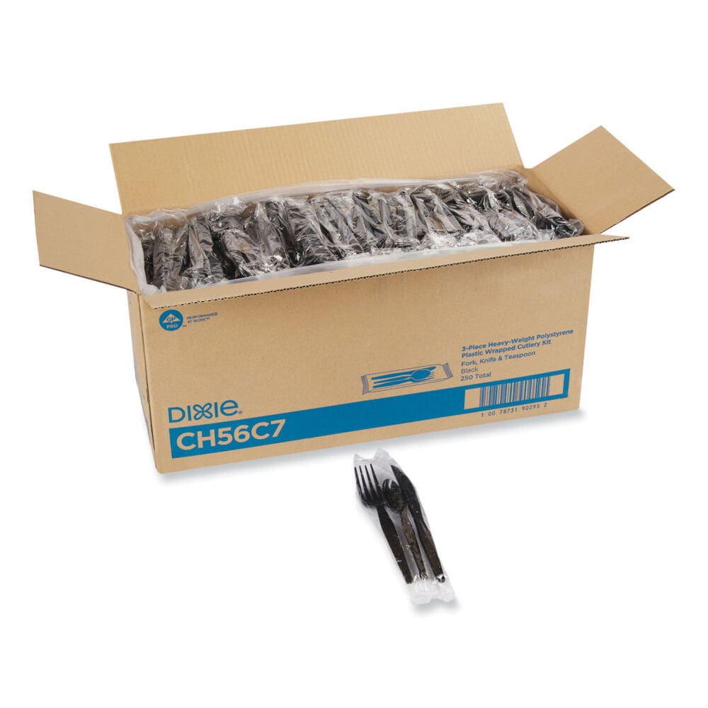 Individually Wrapped Heavyweight Cutlery Set, Fork/Knife/Spoon, 250/Carton