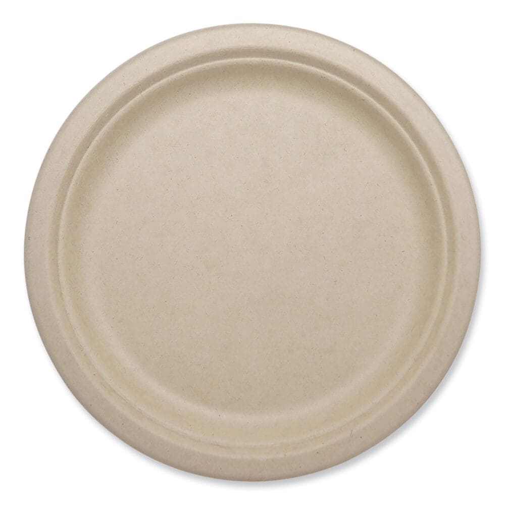 Fiber Plates, Plate, 9.1" Diameter, Natural, 1,000/Carton