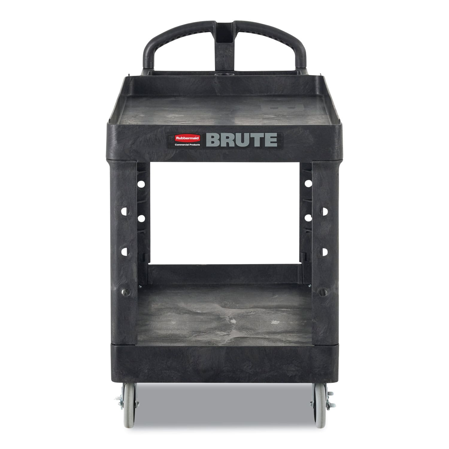 BRUTE Heavy-Duty Utility Cart with Lipped Shelves, Plastic, 2 Shelves, 500 lb Capacity, 17.13