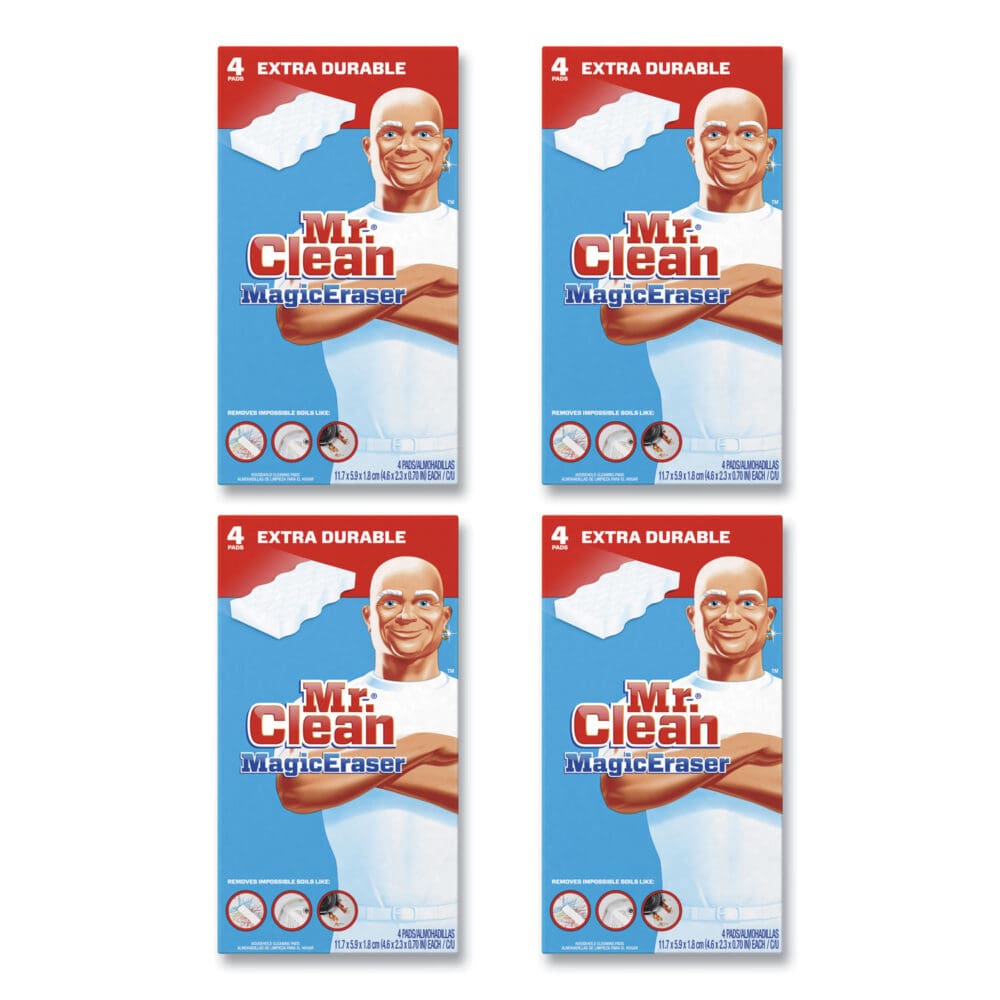 Magic Eraser Extra Durable, 4.6 x 2.4, 0.7" Thick, White, 4/Box, 8 Boxes/Carton