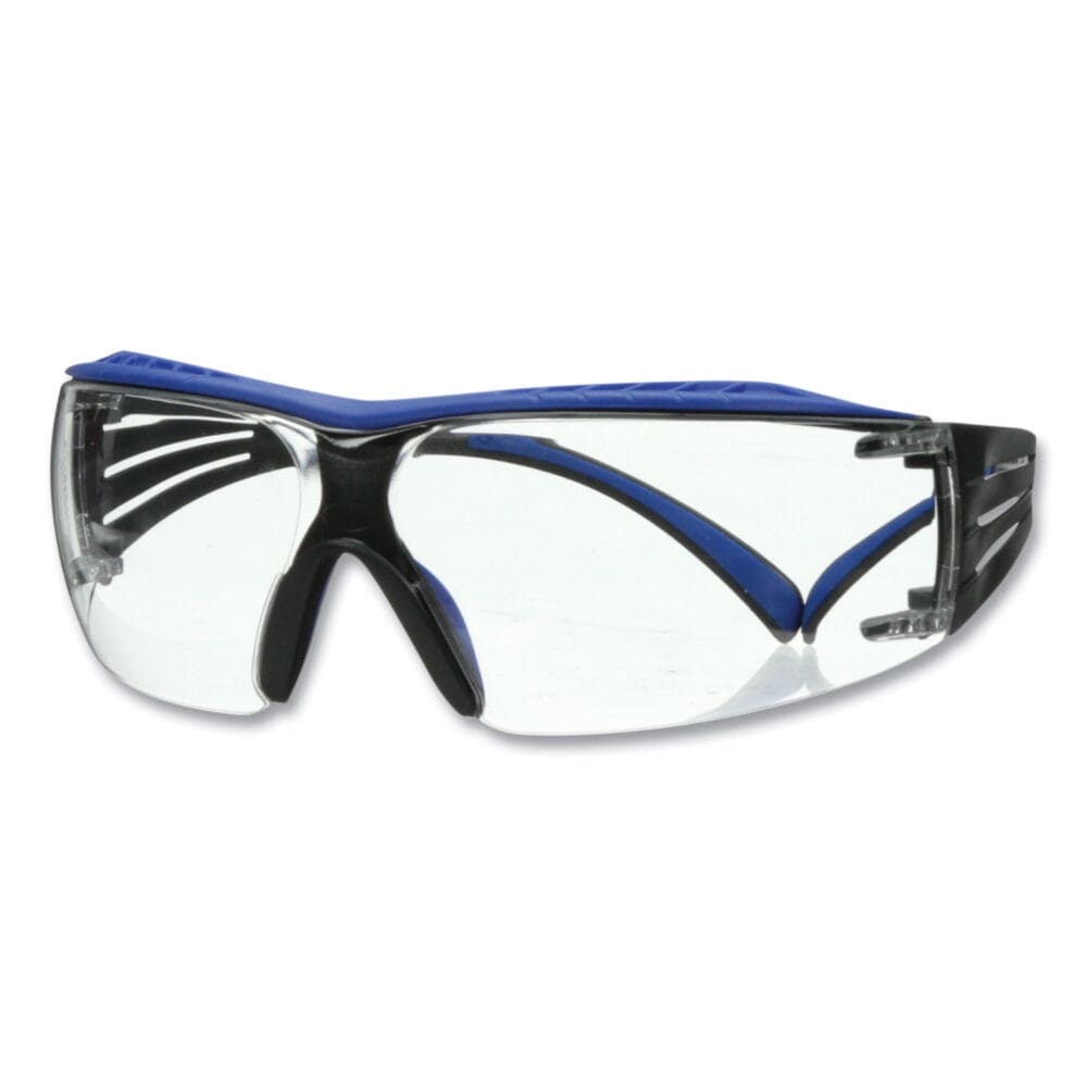 SecureFit Protective Eyewear, 400 Series, Blue/Gray Plastic Frame, Clear Polycarbonate Lens