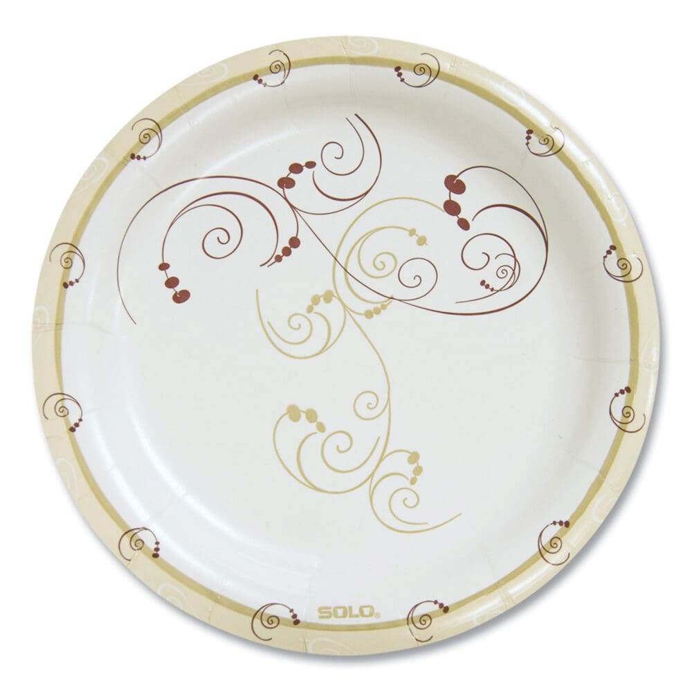 Symphony Paper Dinnerware, Mediumweight Plate, 8.5" dia, Tan, 125/Pack