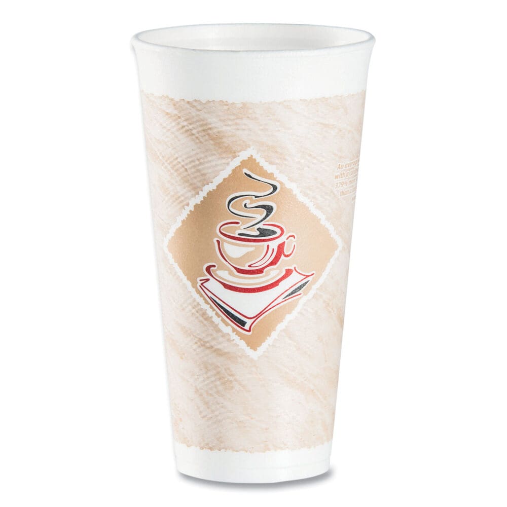Cafe G Foam Hot/Cold Cups, 20 oz, Brown/Red/White, 20/Pack