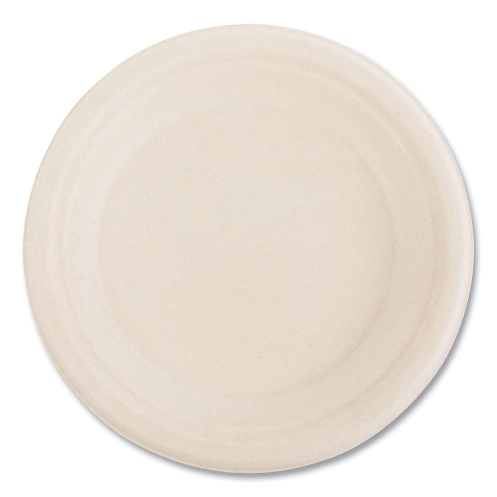 Bagasse PFAS-Free Dinnerware, Plate, 6" dia, Tan, 1,000/Carton