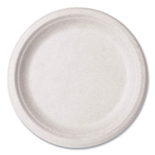 Molded Fiber Tableware, Plate, 9" Diameter, White, 500/Carton