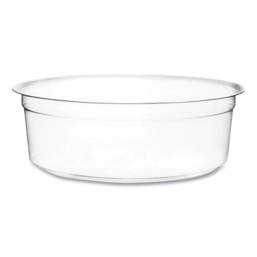 Round Deli Pots, 8 oz, 4.6" Diameter x 1.5"h, Clear, Plastic, 500/Carton