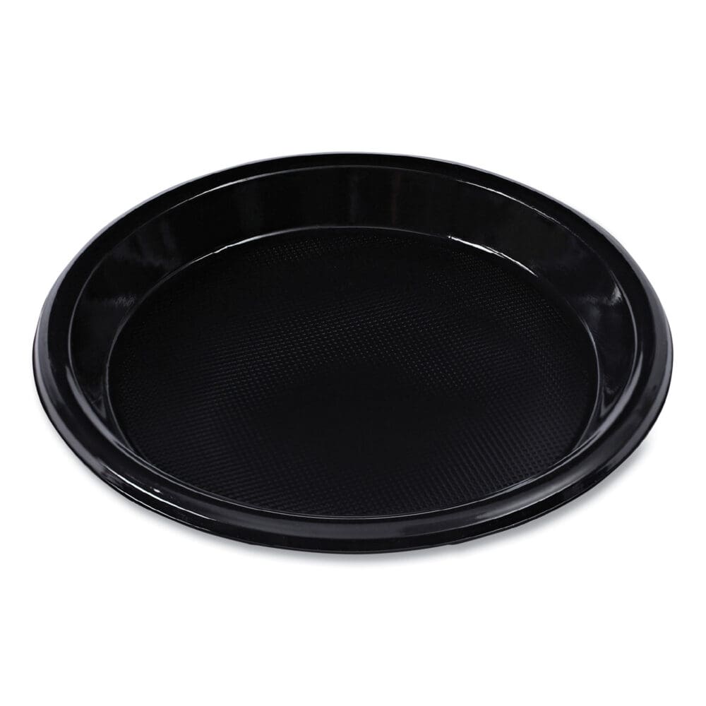Hi-Impact Plastic Dinnerware, Plate, 10" dia, Black, 125/Sleeve, 4 Sleeves/Carton