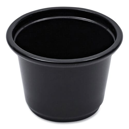 Souffle/Portion Cups, 1 oz, Polypropylene, Black, 20 Cups/Sleeve, 125 Sleeves/Carton