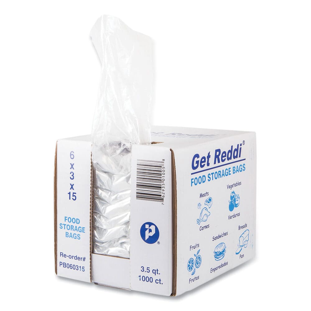 Food Bags, 3.5 qt, 0.68 mil, 6" x 15", Clear, 1,000/Carton