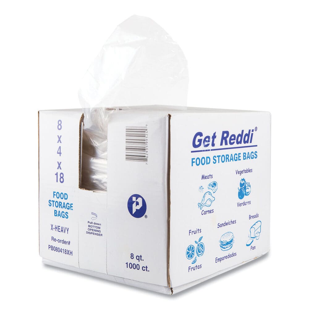 Food and Utility Bags, 8 qt, 1.2 mil, 8" x 18", Clear, 1,000/Carton